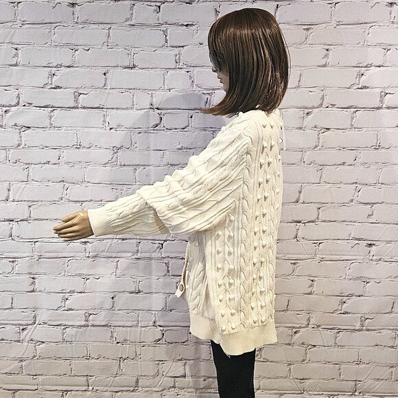 NWT!!  NEUFLORA - Gorgeous cream chunky knit button up cardigan - Picture 10 of 12